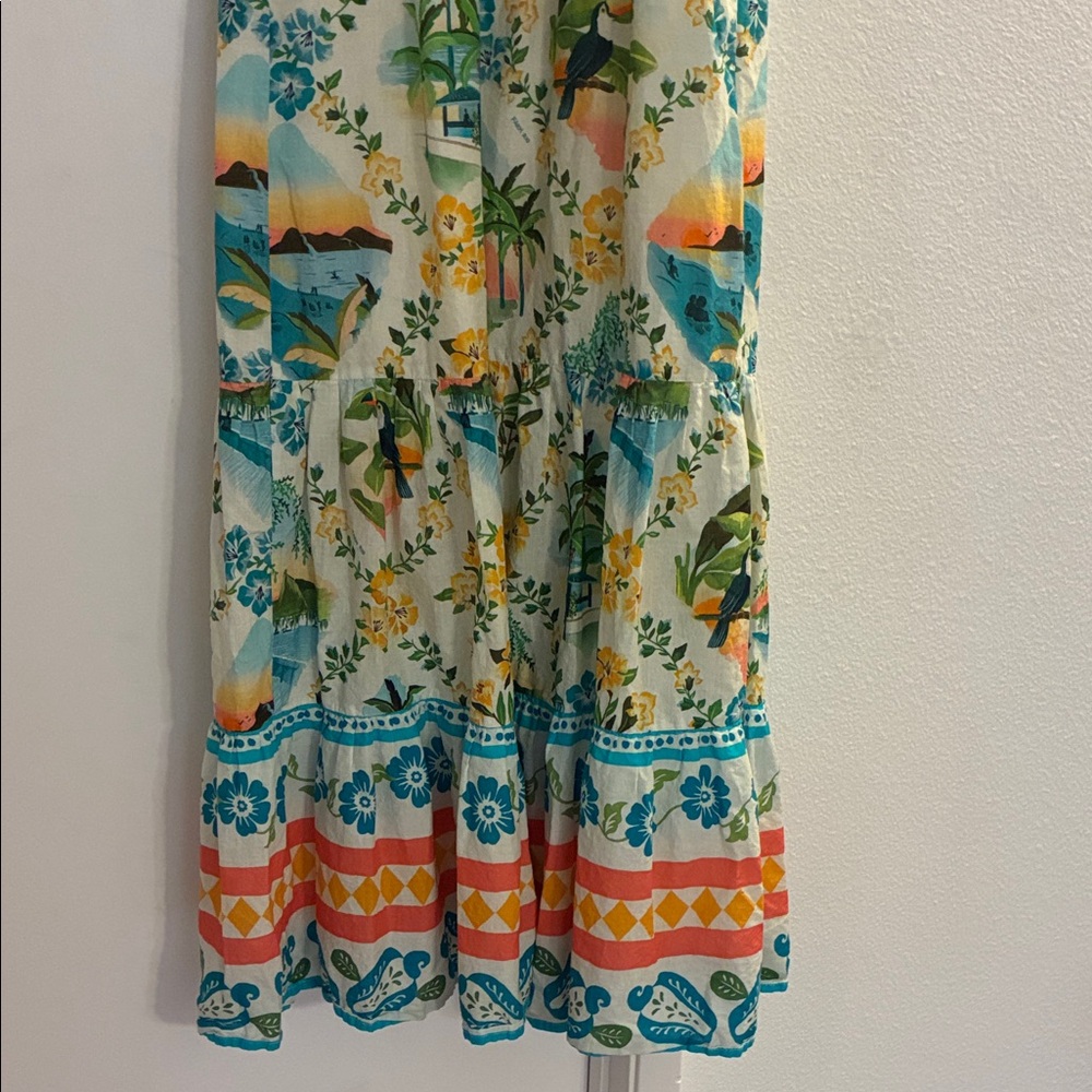 FARM for Anthropologie Multicolor Tropical Maxi Dress Small Petite - Picture 8 of 13
